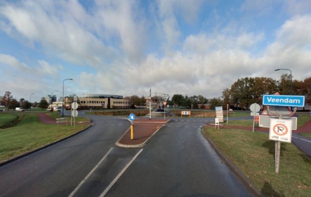 Welkom in Veendam ingangsroute Veendam met bord Veendam