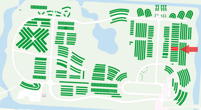 Ondergronds ruimen graven Buitenwoelhof: 1-422 tot en met 1-435 en 1-437 tot en met 1-449 op de kaart aangegeven met een pijl