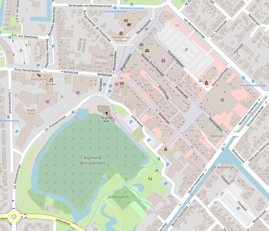 Centrum Veendam met (omliggende) parkeergelegenheden heeft u hulp nodig bij het bekijken van de kaart neem dan contact op met de gemeente