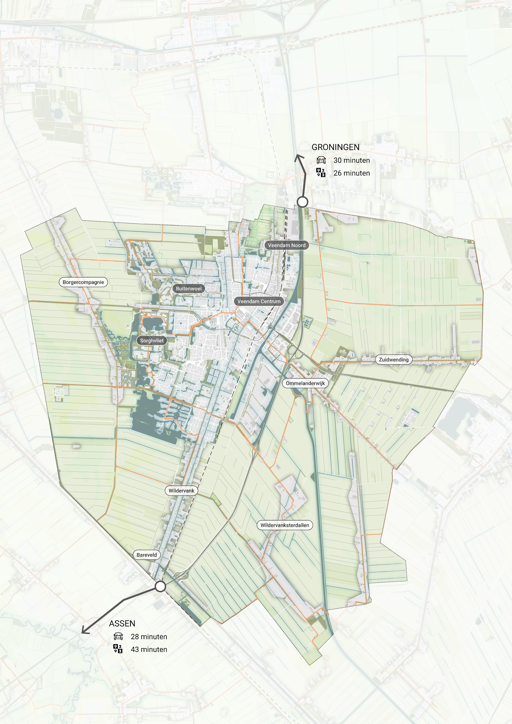 Kaartbeeld landschap gemeente Veendam