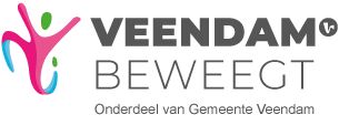 Logo met tekst: Veendam Beweegt. Onderdeel van Gemeente Veendam.